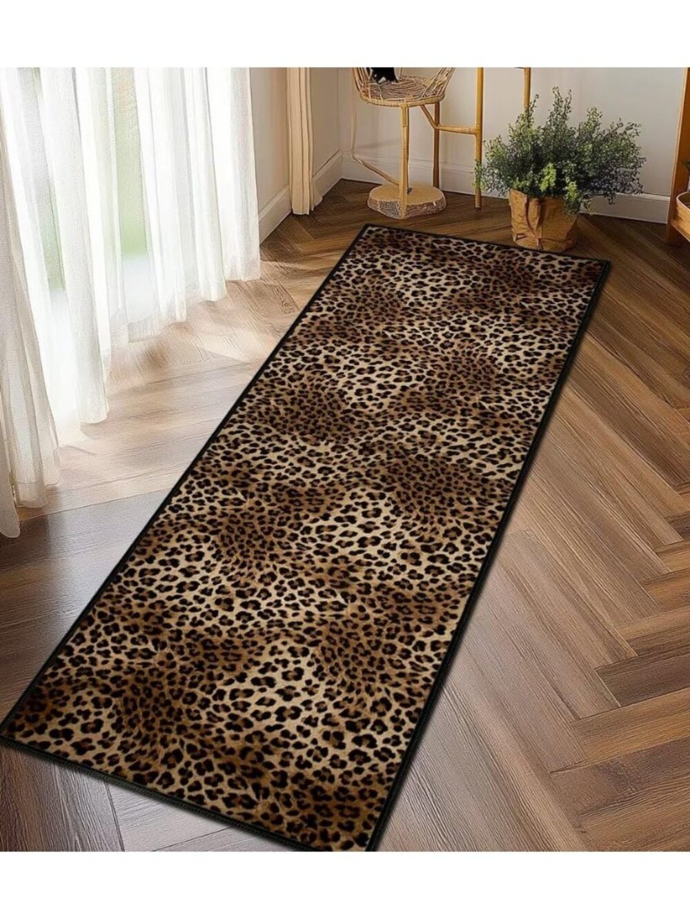 Leopard Runner Rug 2x6,Cheetah Print Rugs for Hallway,Ultra-Thin Throw Carpet